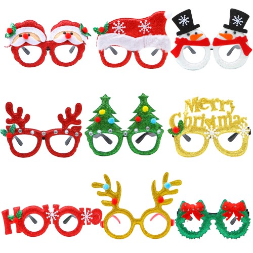  Aneco 9 Pack Christmas Headbands Christmas Glasses Frames Xmas  Party Hat Headwear Christmas Costume Accessory for Christmas Party Supplies  : Toys & Games